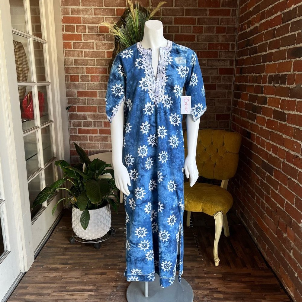 1970s Blue and White Caftan